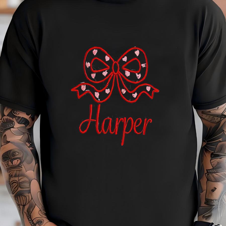 Valentines Sweater: Personalized Name Bow Outfit T-shirt