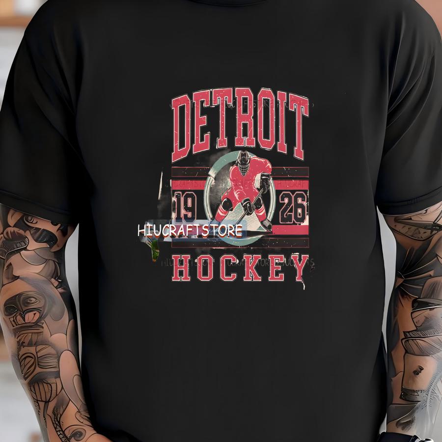 Detroit Vintage Hockey Png, Design, Hockey Png For Tee, Hockey Team Png, Detroit Png T-shirt