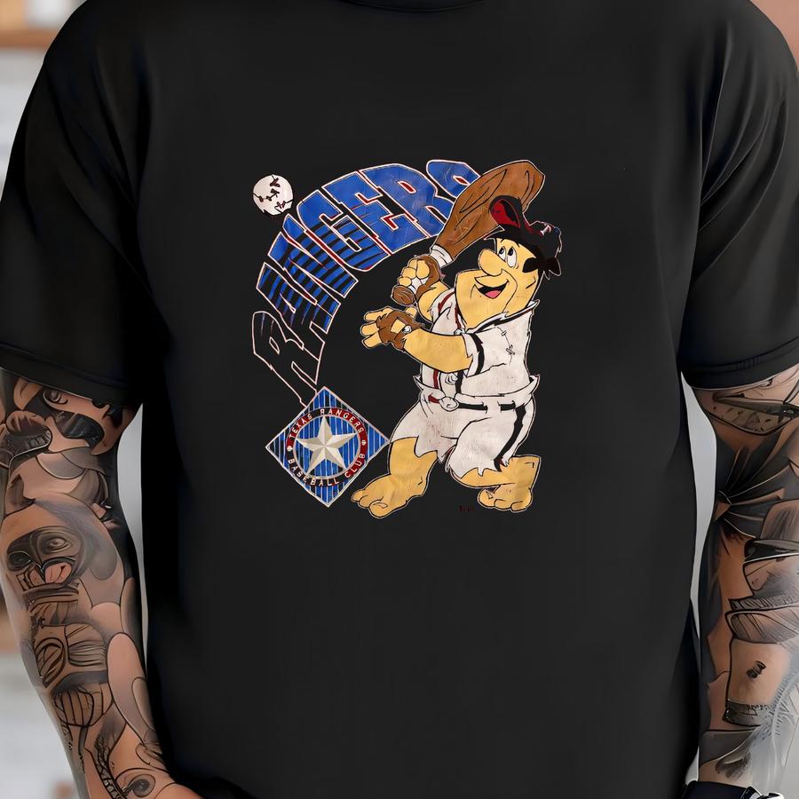 1994 Fred Flintstones Texas Rangers Hoodie Sz L (7276) T-shirt