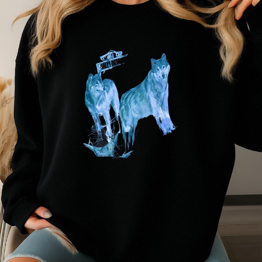 Vintage 1991 Motorcycles Wolves Free To Roam 90s Holoubek Graphic Shirt Usa Size Large Sweatshirt