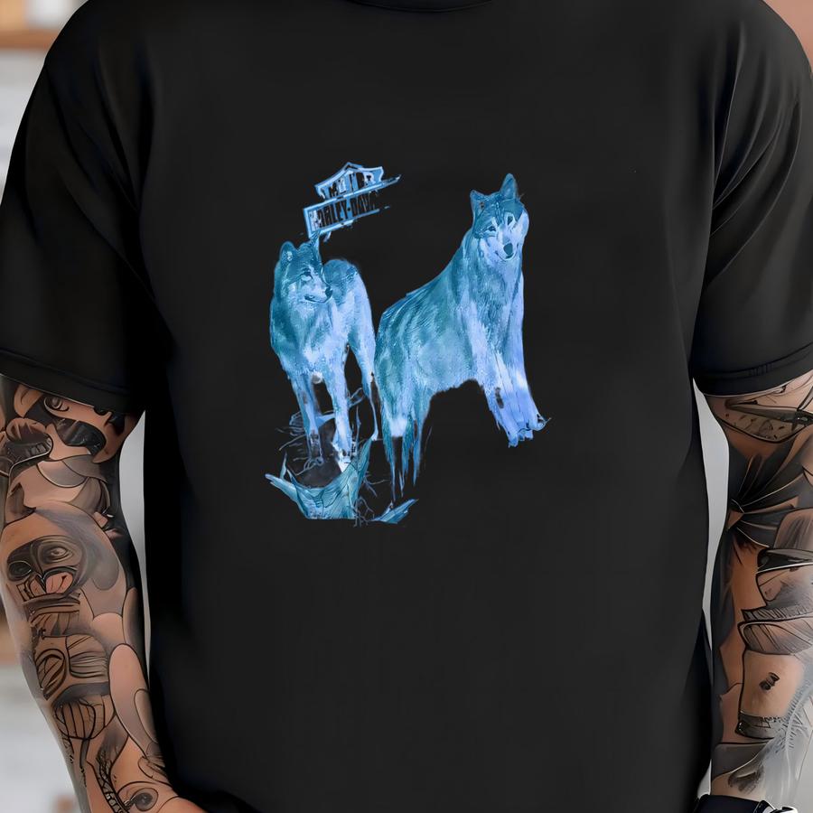 Vintage 1991 Motorcycles Wolves Free To Roam 90s Holoubek Graphic Shirt Usa Size Large T-shirt