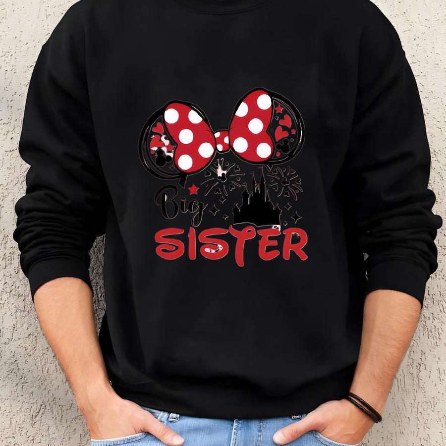 Custom Big Sister Little Sister Shirt, Mouse Family Birthday Sweatshirt, World Hoodie, Baby Announcement, Mom Tee Sweatshirt