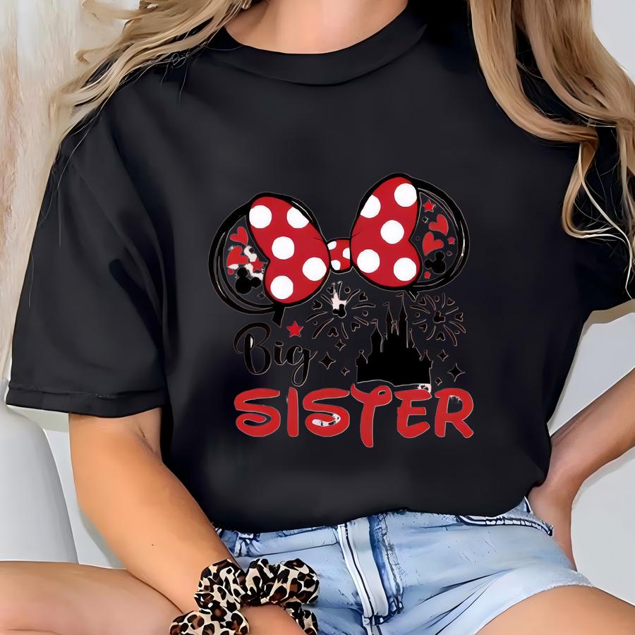 Custom Big Sister Little Sister Shirt, Mouse Family Birthday Sweatshirt, World Hoodie, Baby Announcement, Mom Tee T-shirt