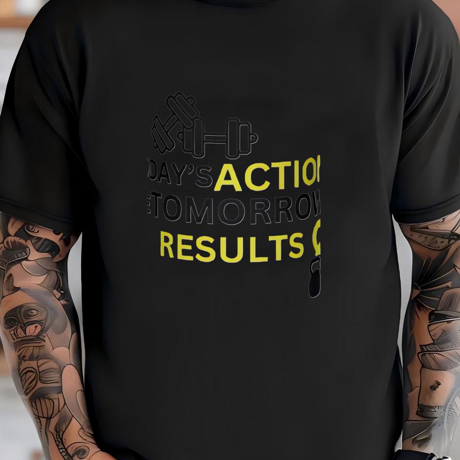 Today's Actions Are Tomorrow's Results Stainless Steel Water Bottle With A Straw Lid; Motivational Workout Water Bottle T-shirt