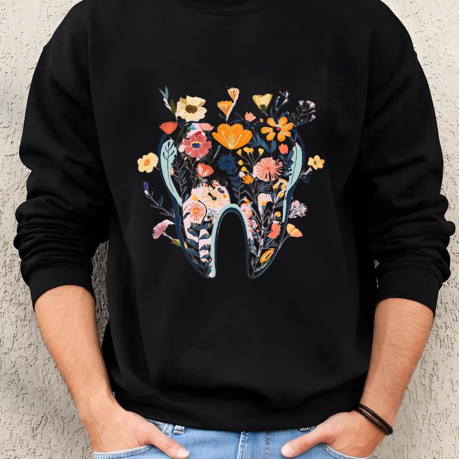 Floral Tooth Sweatshirt, Dental Assistant Tee, Retro Dentist Shirt, Dental Student Gift Dental Hygienist Sweatshirt Floral Tooth Sweatshirt, Dental Assistant Tee, Retro Dentist Shirt, Dental Student Gift Dental Hygienist Sweatshirt