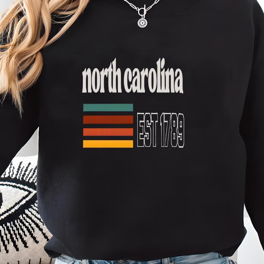 North Carolina Est 1789 Vintage Style T-shirt, North Carolina Established 1789 Shirt Sweatshirt