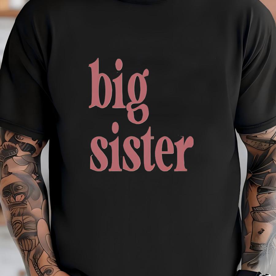Retro Pink Big Sister Toddler Sweatshirt - Cute Retro Kids Crewneck - Natural Big Sister Gift - Pregnancy Announcement Crew Neck T-shirt