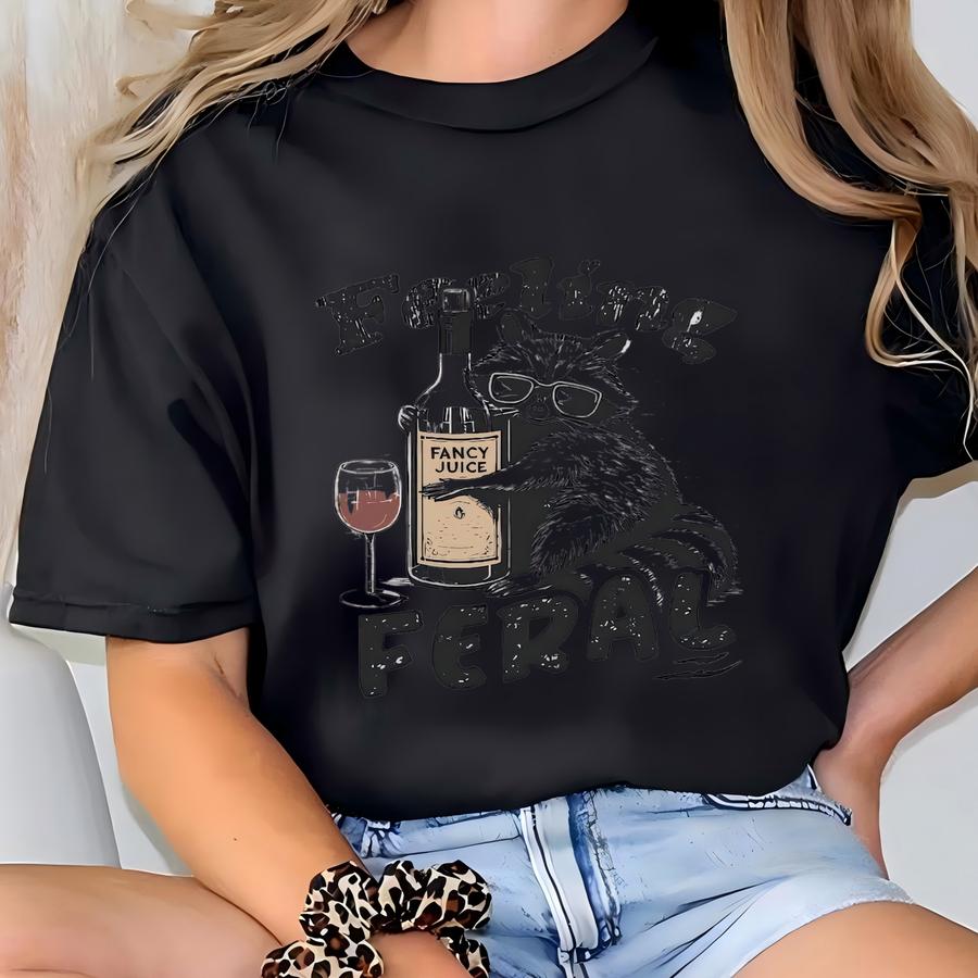 Feeling Sweatshirt, Funny Raccoon Meme Hoodie, Women Sarcastic Anxiety Graphic, Funny Mental Health Sweater, Girls Tee Crewneck T-shirt