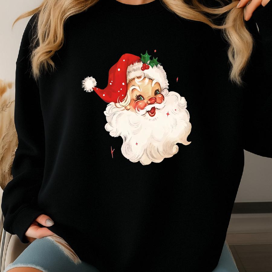 Retro Santa Sweatshirt: Vintage Christmas Holiday Clothing Sweatshirt