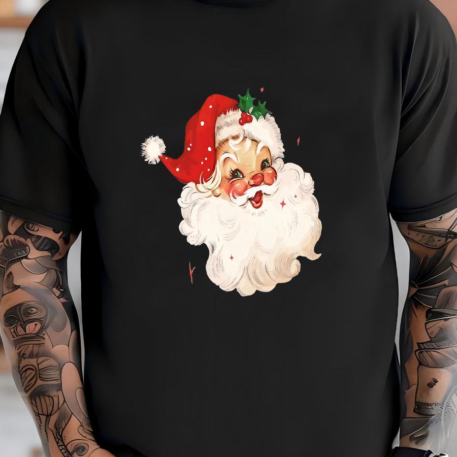 Retro Santa Sweatshirt: Vintage Christmas Holiday Clothing T-shirt