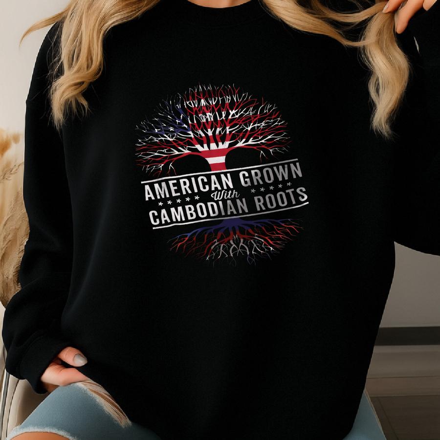 American Grown Cambodian Roots Flag T-shirt Sweatshirt