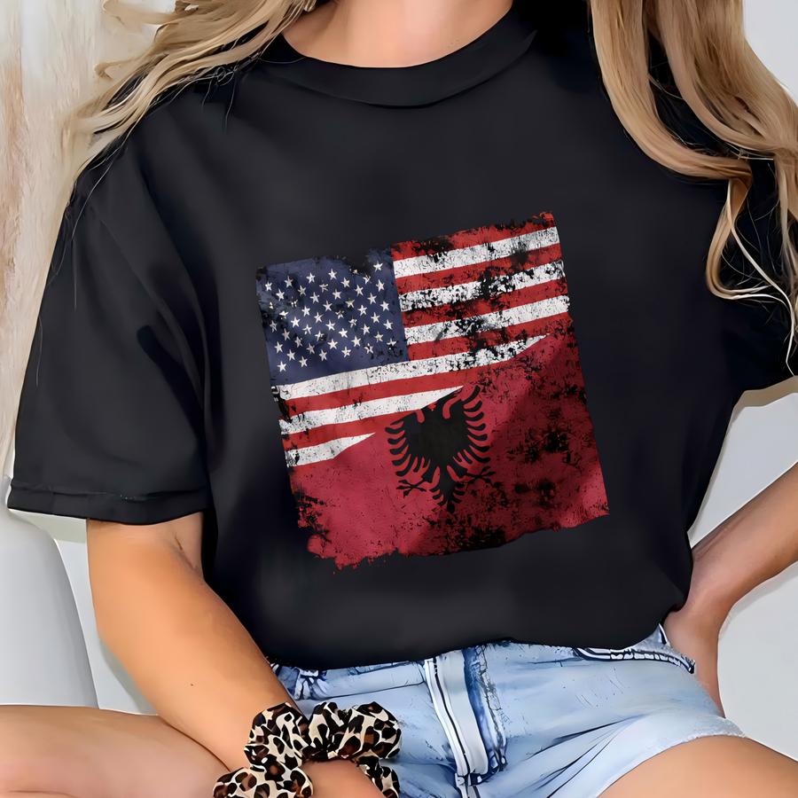 Albania Usa Flag Hoodie T-shirt