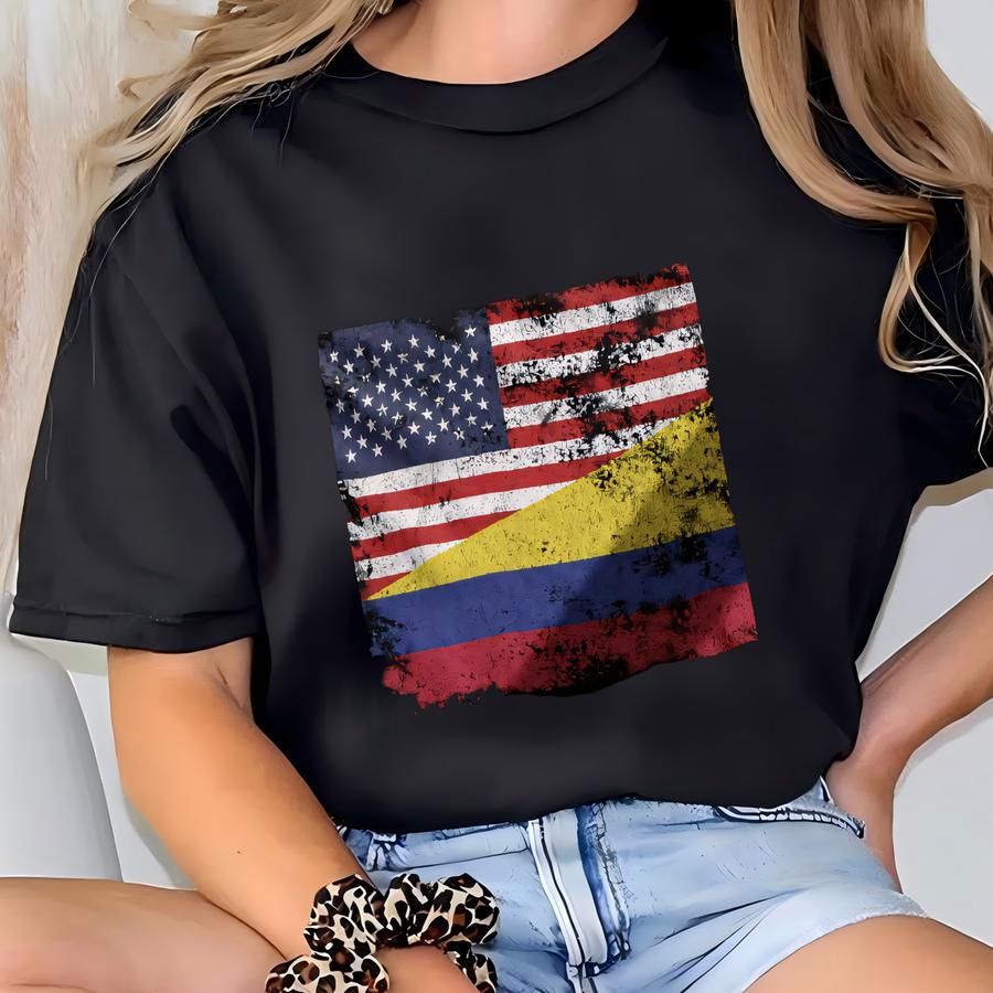 Colombia Usa Flag Hoodie T-shirt