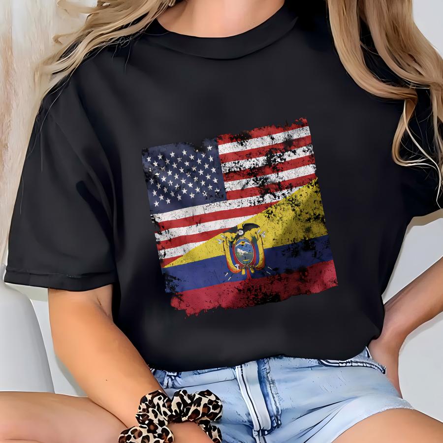 Ecuador Usa Flag Hoodie T-shirt