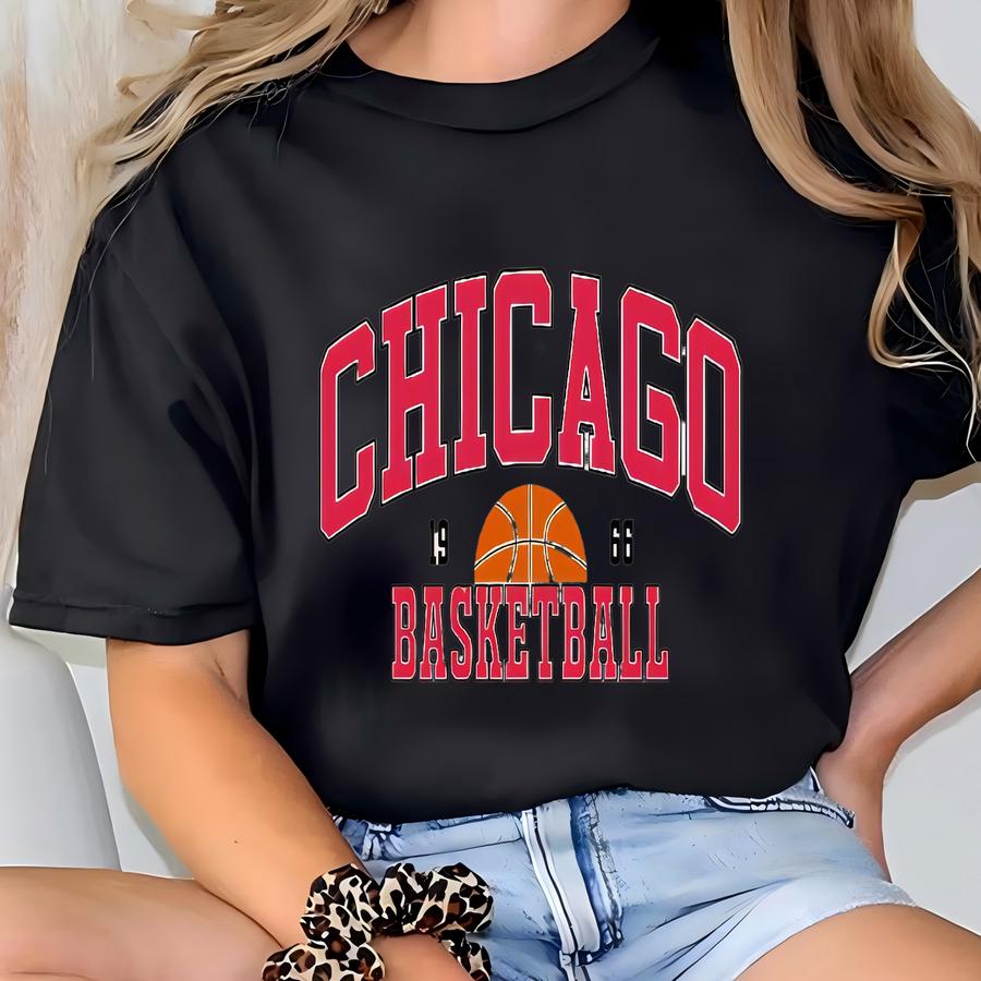 Vintage Chicago Basketball Sweatshirt, Gameday Basketball Shirt, Retro Style Chicago Basketball Sweatshirt, Chicago Basketball Fan Gifts T-shirt