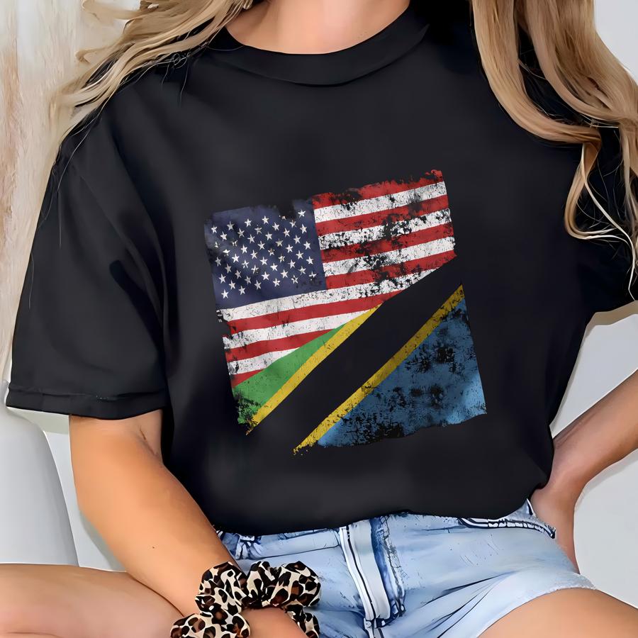 Tanzania Usa Flag Hoodie T-shirt
