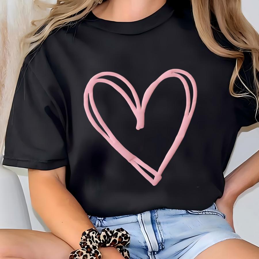 Heart Sweatshirt, Valentine's Sweatshirt, Puff Heart Sweater, Love Sweater, Puff Print Double Heart Sweatshirt, Gift For Her T-shirt