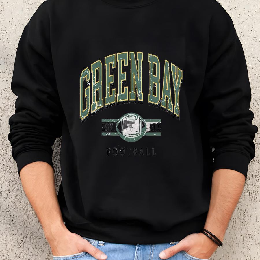 Retro Green Bay Sweater For Her, Green Bay Football Gifts For Women, Vintage Green Bay Football Sweatshirt, Green Bay Football Crewneck Sweatshirt