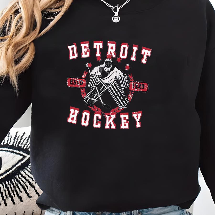 Detroit Hockey Sweatshirt: Retro Gameday Crewneck Sweatshirt