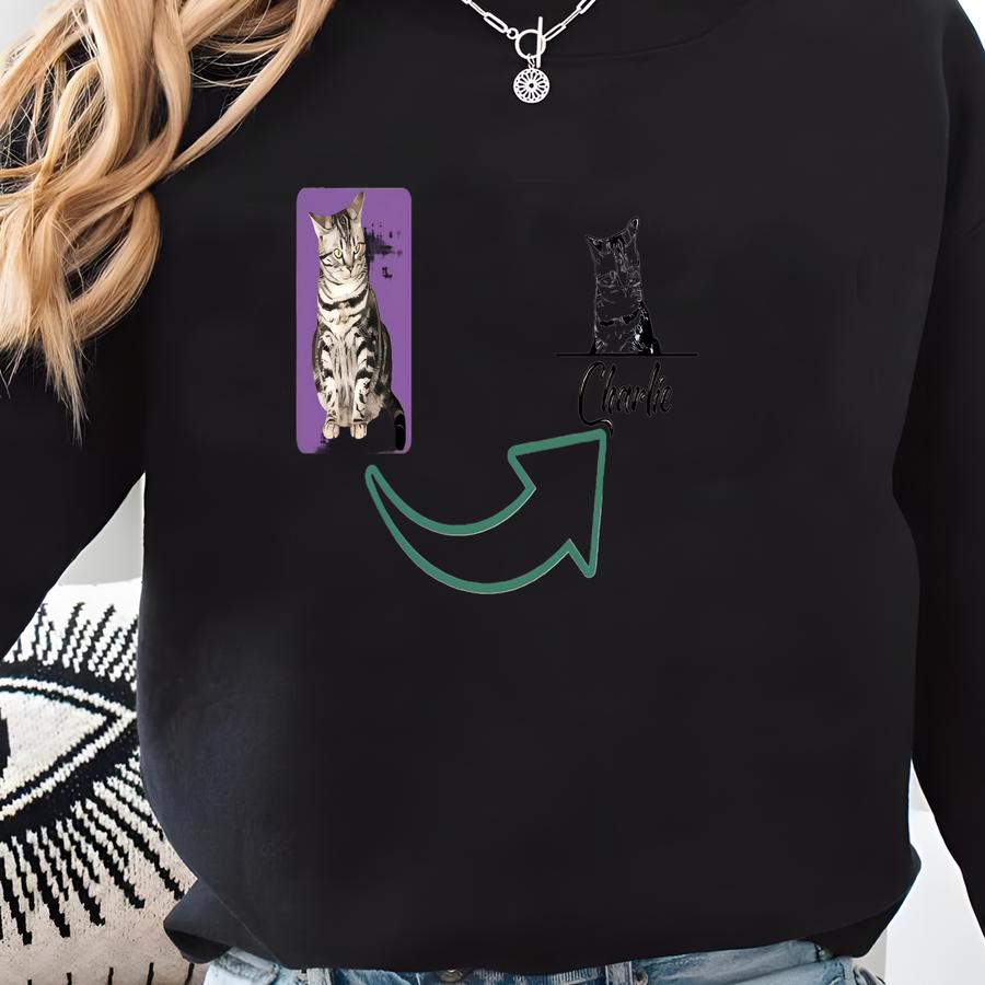 Custom Pet Portrait Sweatshirt, Sweater With Pet Photo And Name, Custom Pet Hoodie, Custom Cat Shirt Using Pet Photo Name, Dog Portrait Sweatshirt