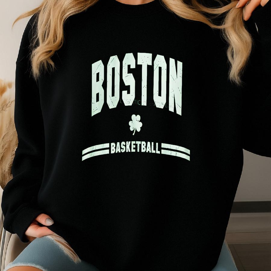 Boston Basketball Sweatshirt, Vintage Style, Distressed Boston, Basketball Boston, Boston Crewneck, Boston Basketball Gift, For Women Men Sweatshirt