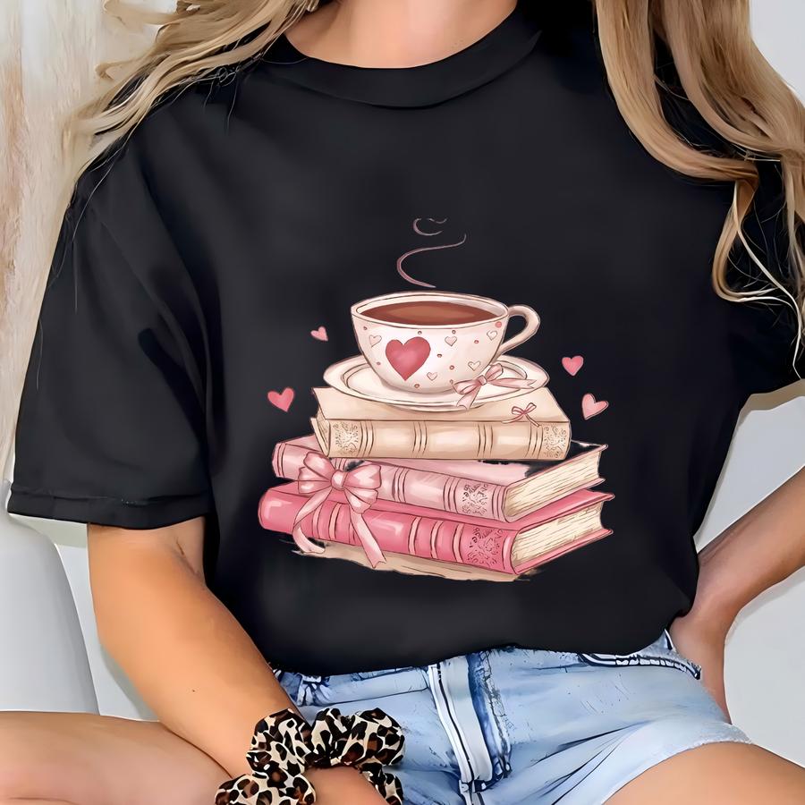 Book Lover Valentine Sweatshirt,book Lover Gift,coquette Valentine Bookish Tee,bookworm Coffee Shirt,reading Sweatshirt,gift For Book Lovers T-shirt