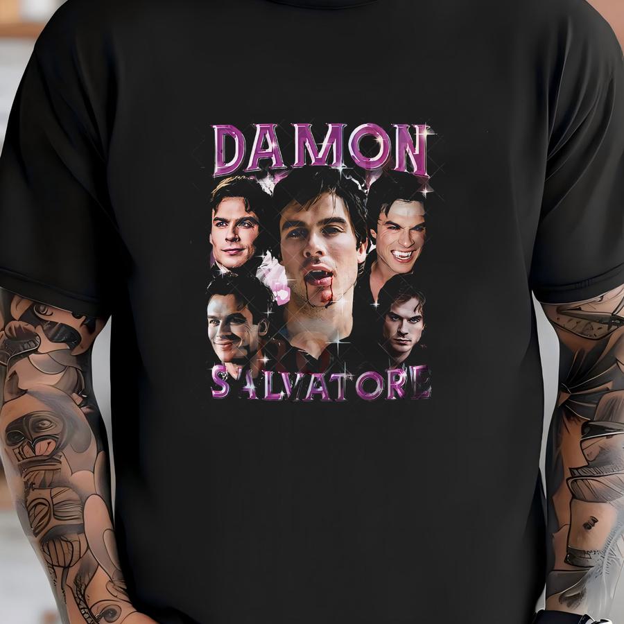 Ready And Custom Hoodie Damon Salvatore Shirt Vintage Tee Unisex Adult And Youth Tee Vintage Crewneck Best Seller Long Sve And Hoodie T-shirt