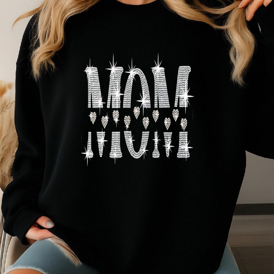 Mother's Day Rhinestone Sweatshirt, Mom Bling Hoodie, Sparkly Mom Sweater, Bling Mother Shirt, Rhinestone Mama Sweater, Gifts For Mom Sweatshirt