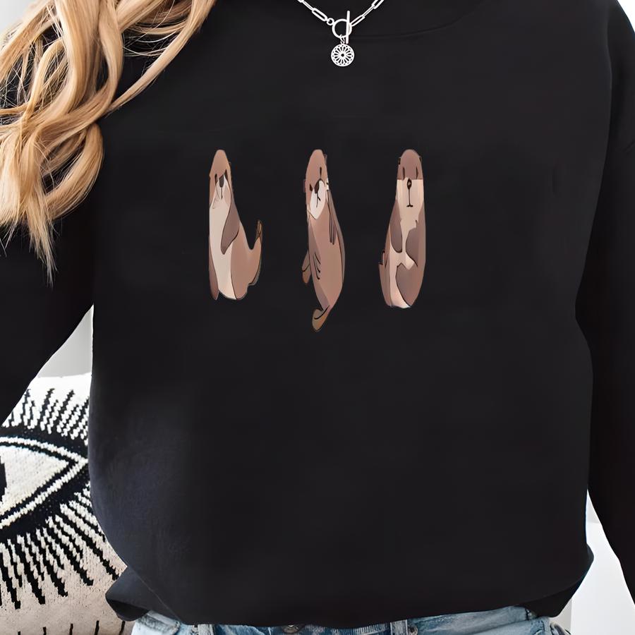 Otters Swimming Sweatshirt, Otter Mom Sweatshirt, Sea Otter Sweater, Otter Lover Gift, Otter Gifts, Cute Sweater, Animal Sweater Sweatshirt