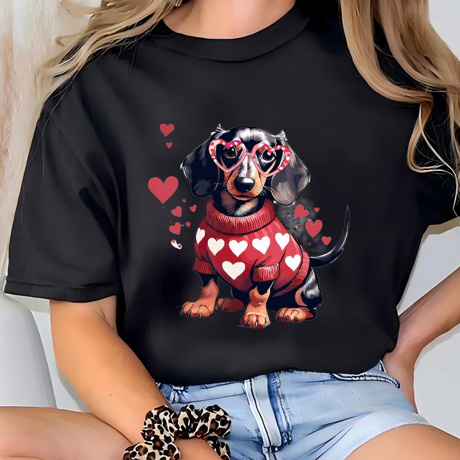 Valentine Dachshund Dog Sweatshirt: Dog Mom Hoodie T-shirt