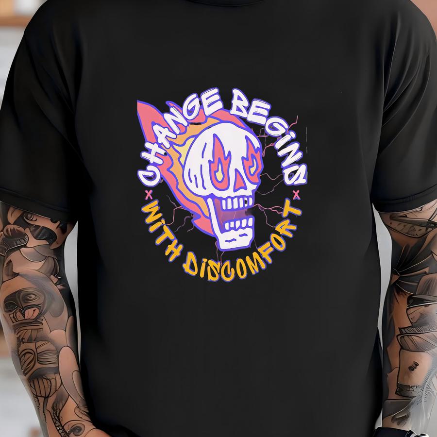 Change Begins With Discomfort Shirt, , Pump Cover Shirt, Gym Clothes, Gift For Bodybuilder, Gym Pumpcover, Weightlifting Gift T-shirt