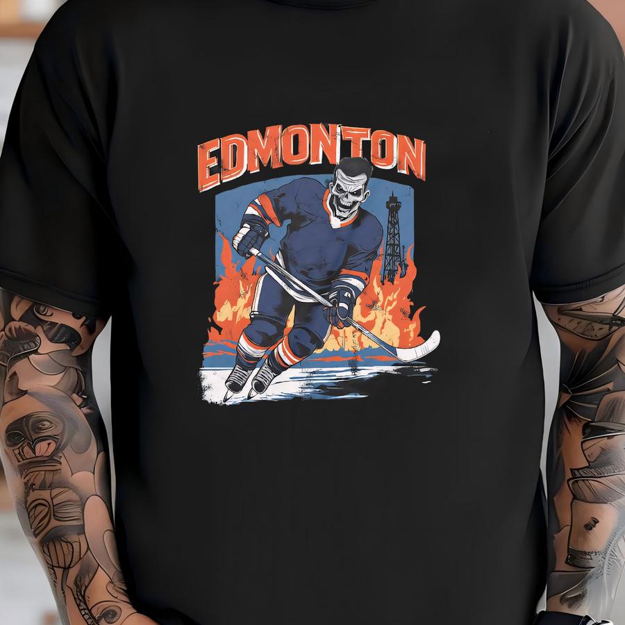 Edmonton Hockey Shirt, Edmonton Oiler Sports Tee, Ice Hockey Team Clothing, Hockey Fan Gift, Hockey Lover Apparel, Vintage, Edmonton Alberta T-shirt