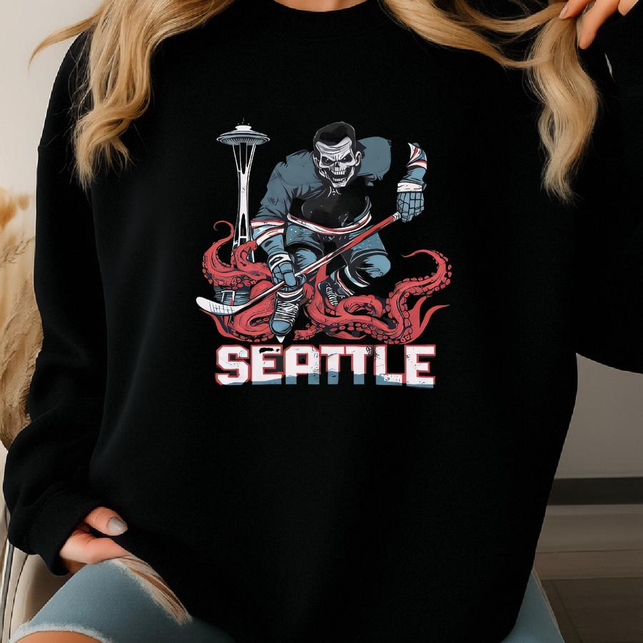Seattle Hockey Crewneck, Kraken Ice Hockey Sweatshirt, Sports Clothing, Hockey Fan Gift, Hockey Lover, Vintage Hockey, Seattle Washington Sweatshirt