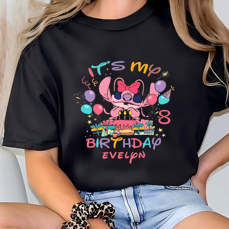 Custom Stitch Birthday Girl Shirts, Personalized Stitch Birthday Shirt, Birthday Trip Shirt, Matching Family Stitch And Angel Shirts T-shirt