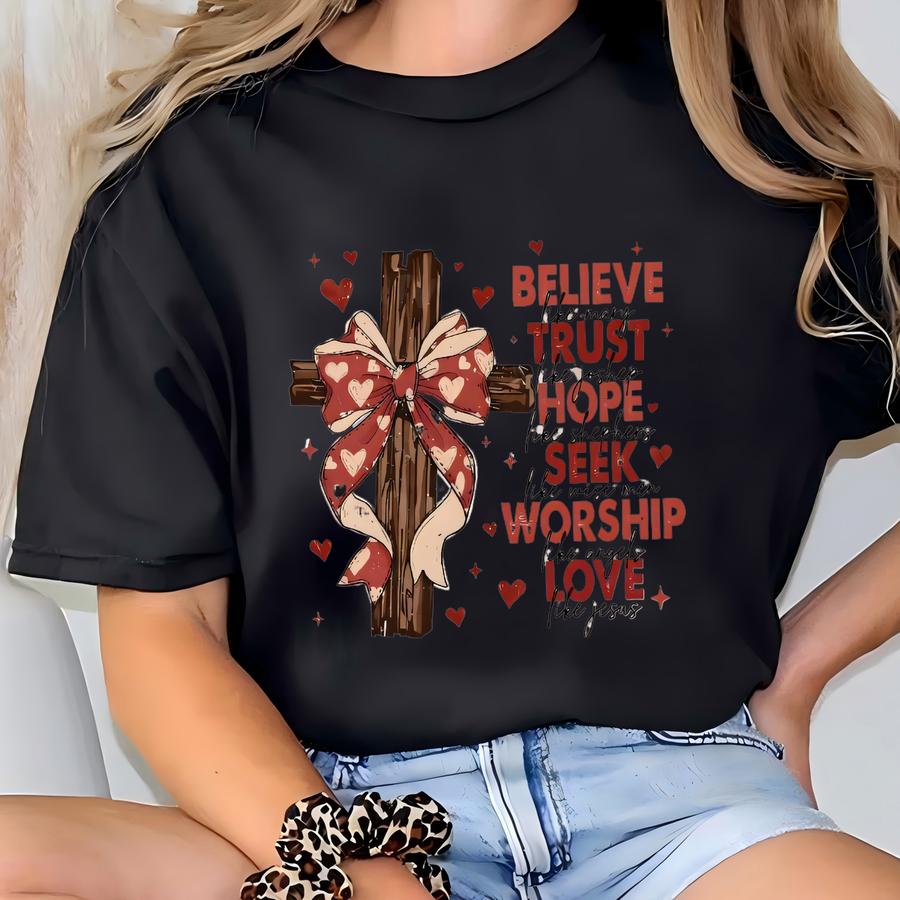 Coquette Tee, Christian Tee, Tee Aesthetic, Church Tee, Christian Bible, Valentine's Day Tee, Jesus Tee T-shirt