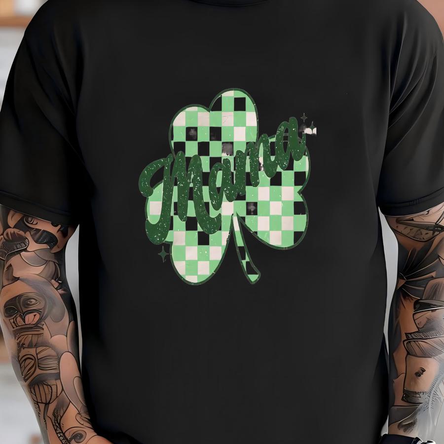 Retro Shamrock Mama Sweatshirt, Cute St Patricks Day Mom Sweater, Lucky Mama Shirt, Womens Irish Shirt, Irish Mama Gift, St Patricks Grandm T-shirt