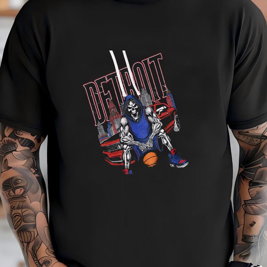 Detroit Basketball Hoodie - Graphic Hoodie - Skeleton Shirt - - Gift Hoodie - Vintage - Skeleton Football - Pistons T-shirt