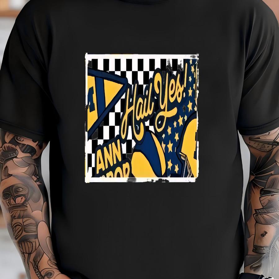 Ncaa University Of Michigan Wolverines Blue Gold College Logo 100% Cotton Fabric By Sykel! 19 Styles T-shirt