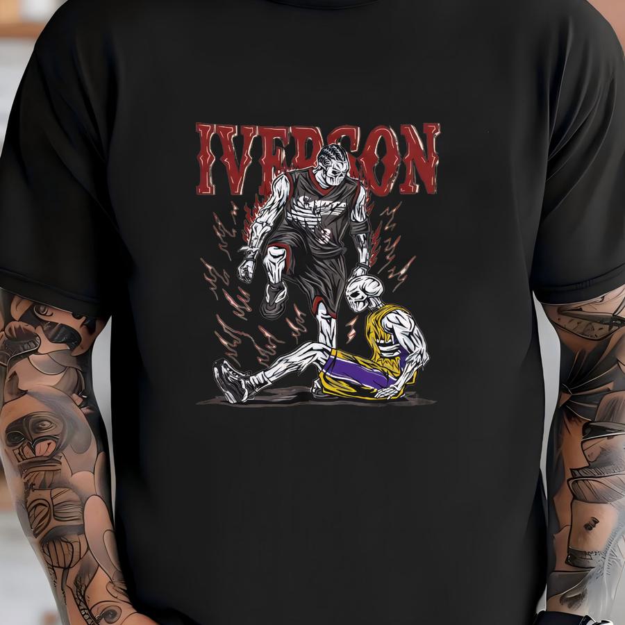 Allen Iverson Vintage Skeleton Cartoon Style Hoodie T-shirt