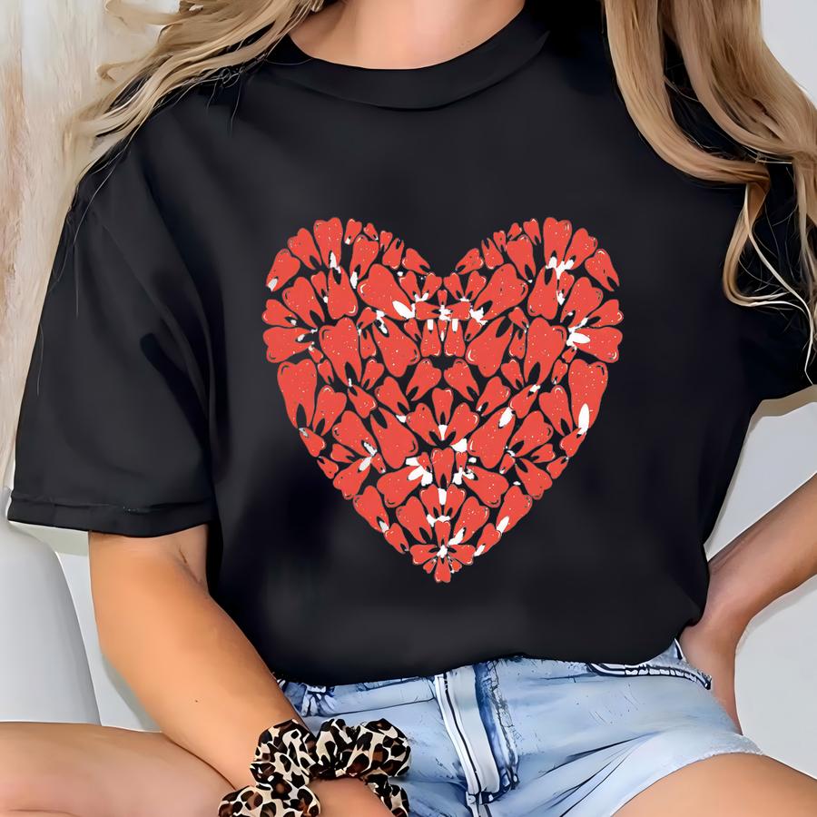 Valentine's Day Tooth Heart Hoodie, Dental Hygienist Gift T-shirt