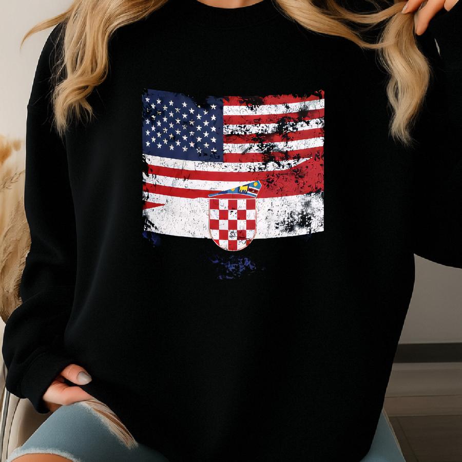 Croatia Usa Flag Mug Sweatshirt