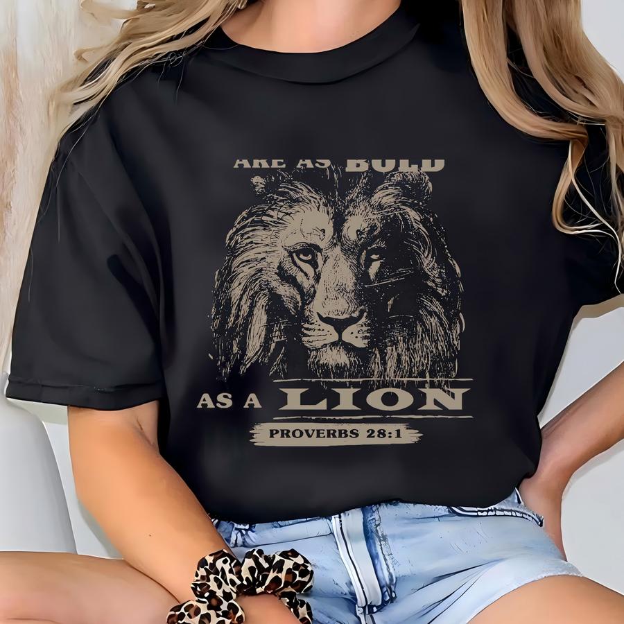 Bold As A Lion Christian Mens Tshirt, Proverbs Tee Shirt Gift For Believer T-shirt