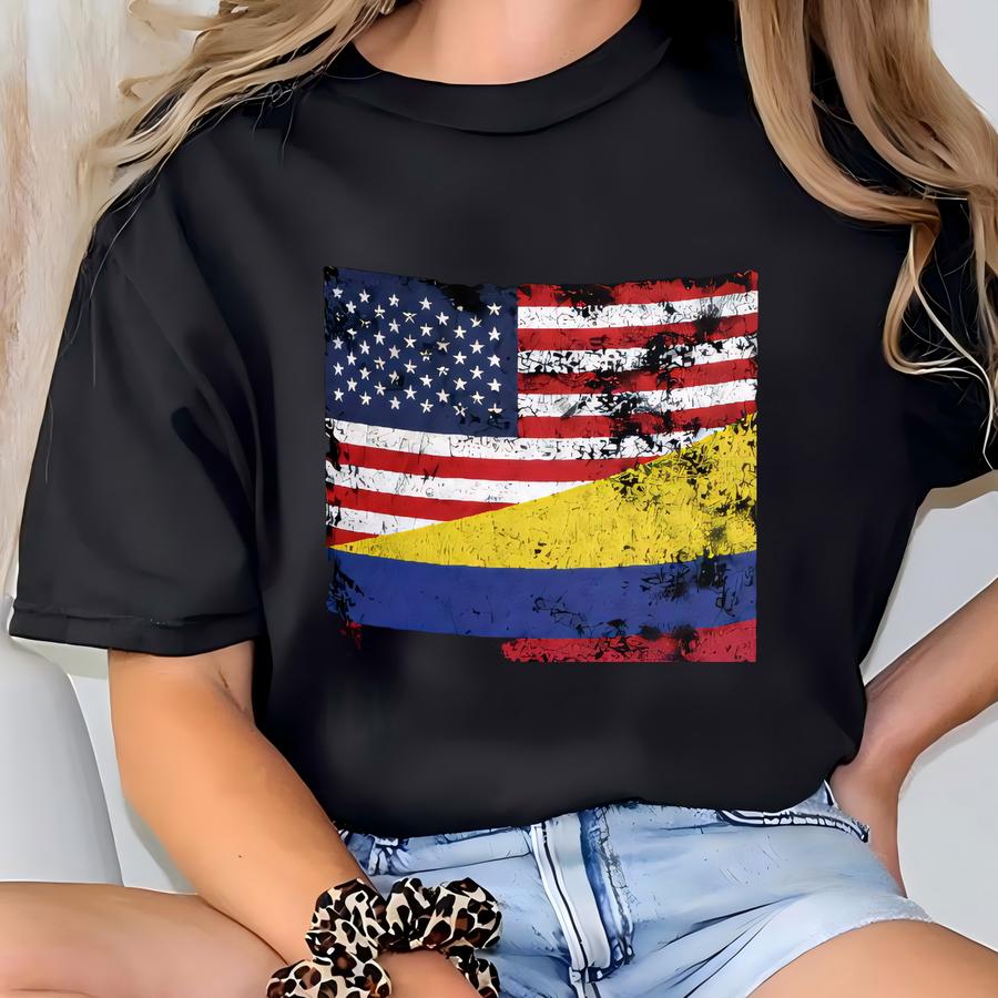 Colombia Usa Flag Mug T-shirt