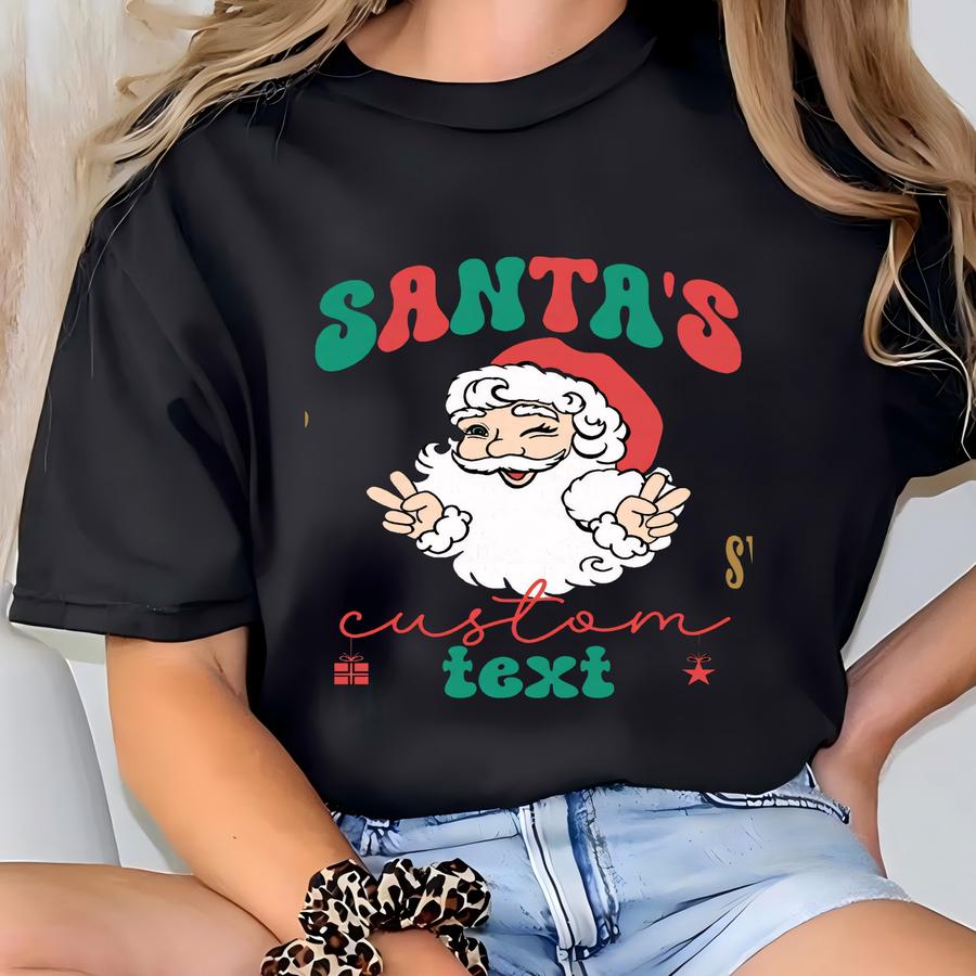 Santas Favorite Nurse, Nana, Custom Text. Work Design. Peace Santa. Svg Png. Christmas Shirt, Group Shirt Design, Nanny, Grandma. Fun Santa T-shirt