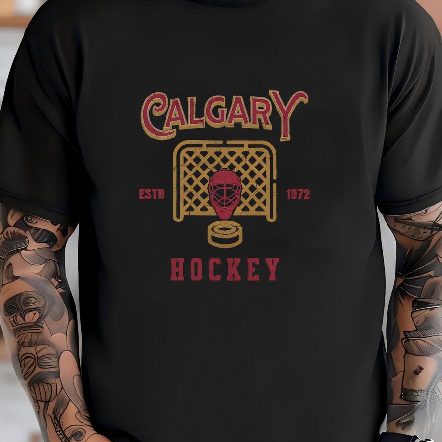 Vintage Calgary Hockey Crewneck, American Sports Sweatshirt, Us Sports Clothing, Hockey Fan Gift, Hockey Apparel, Vintage Sweater, Flame T-shirt
