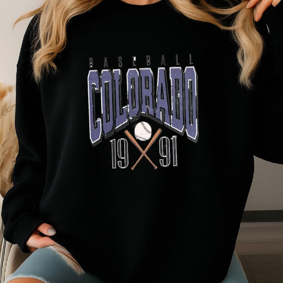 Vintage Colorado Baseball Sweatshirt | Rox Baseball Shirt | Mile High Baseball Tee | Denver Sports Fan | Colorado Crewneck Sweatshirt