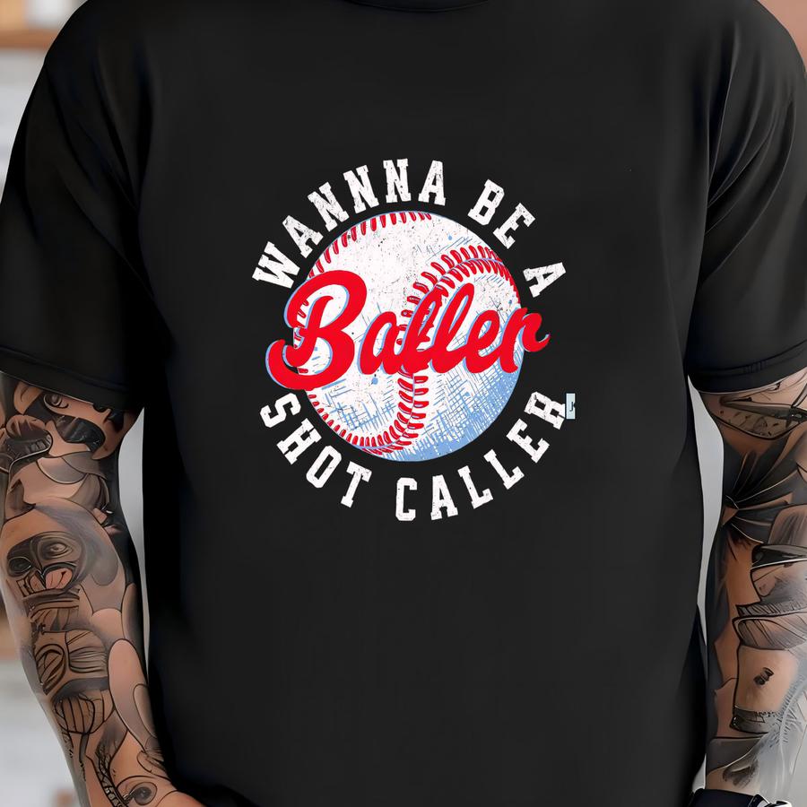 Wanna Be A Baller Hoodie, Fun Baseball Graphic Tee T-shirt