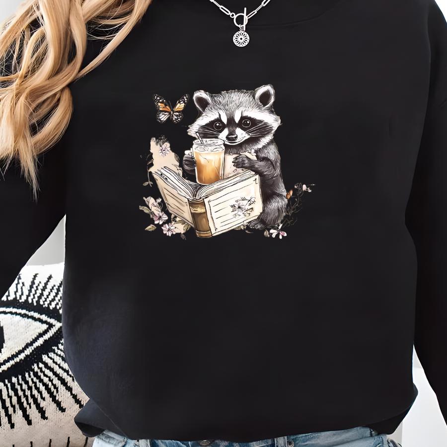 Booktrovert Raccoon Canvas Tee - Book Lover Gift Sweatshirt