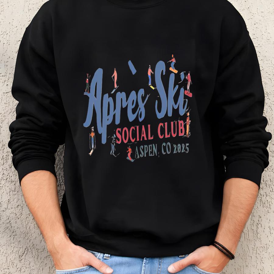 Apres Ski Club Sweatshirt Winter Bachelorette Sweater Custom Ski Trip Sweatshirt Aspen Shirt Winter Bridal Shower Gift Mountain Bach Merch Sweatshirt