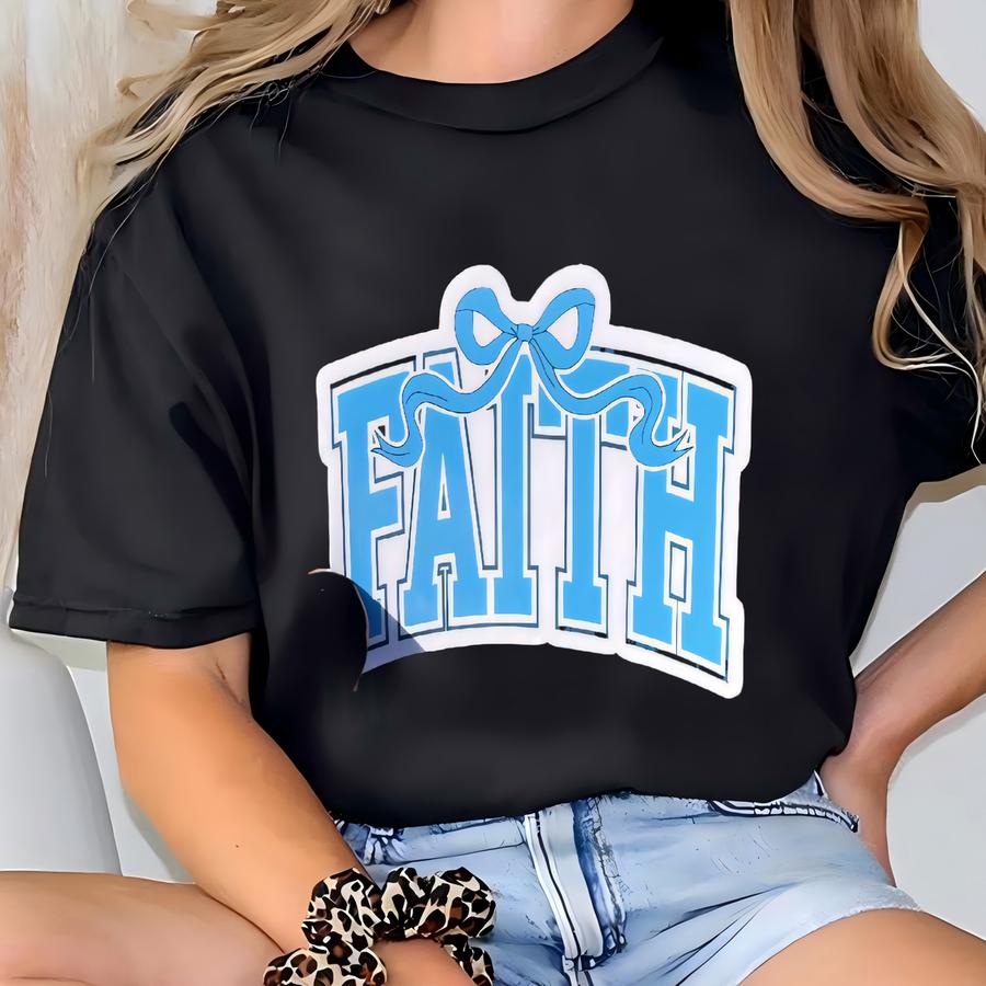 Blue Faith Bow Sticker: Waterproof Christian Decal T-shirt